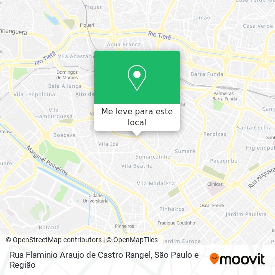 Rua Flaminio Araujo de Castro Rangel mapa
