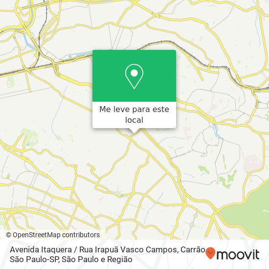 Avenida Itaquera / Rua Irapuã Vasco Campos, Carrão São Paulo-SP mapa