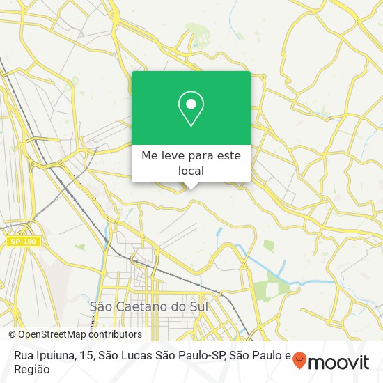 Rua Ipuiuna, 15, São Lucas São Paulo-SP mapa