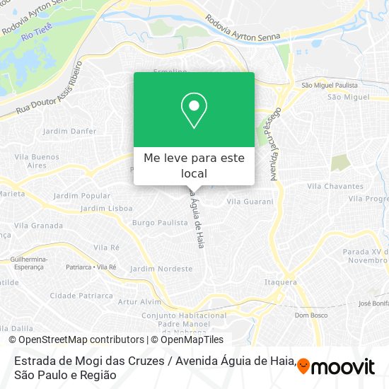 Estrada de Mogi das Cruzes / Avenida Águia de Haia mapa