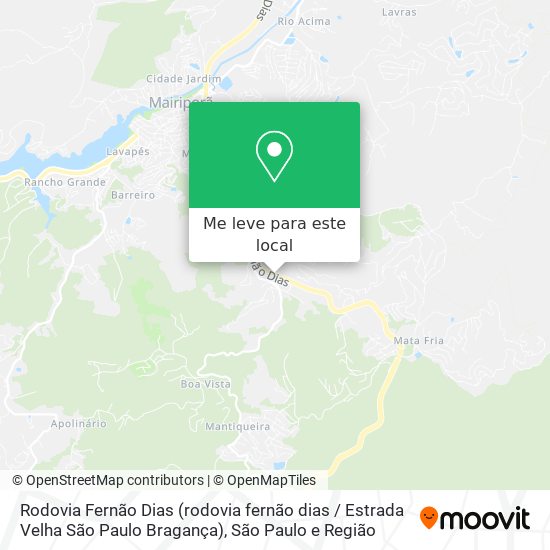 Rodovia Fernão Dias (rodovia fernão dias / Estrada Velha São Paulo Bragança) mapa