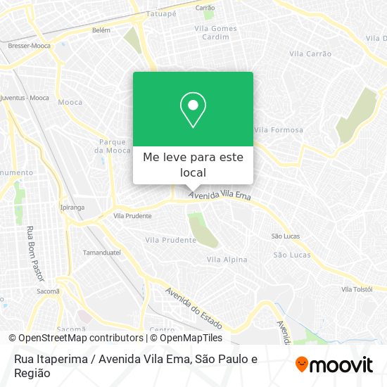 Rua Itaperima / Avenida Vila Ema mapa