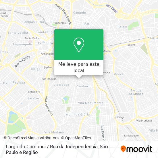Largo do Cambuci / Rua da Independência mapa