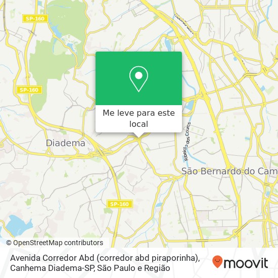 Avenida Corredor Abd (corredor abd piraporinha), Canhema Diadema-SP mapa