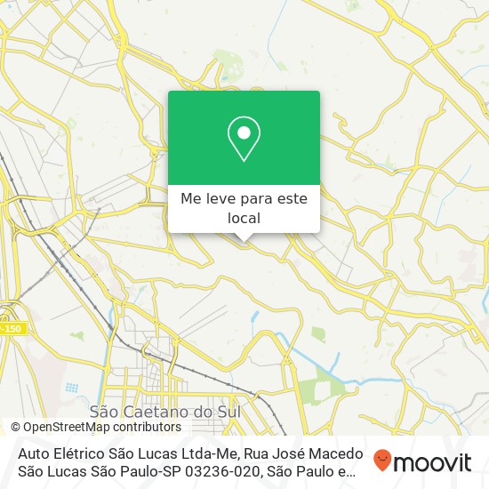 Auto Elétrico São Lucas Ltda-Me, Rua José Macedo São Lucas São Paulo-SP 03236-020 mapa