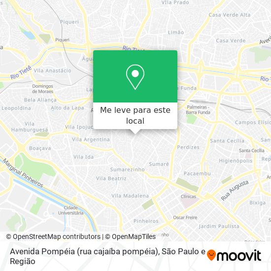 Avenida Pompéia (rua cajaíba pompéia) mapa