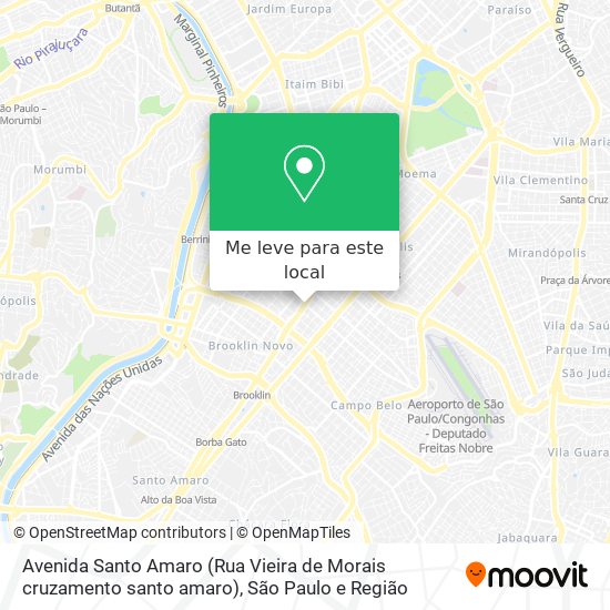 Avenida Santo Amaro (Rua Vieira de Morais cruzamento santo amaro) mapa