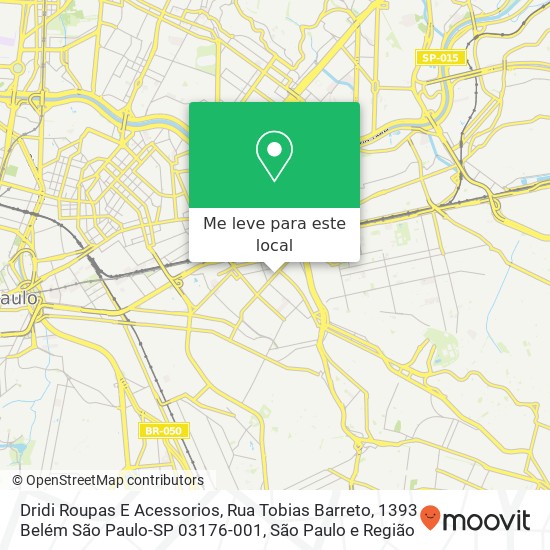 Dridi Roupas E Acessorios, Rua Tobias Barreto, 1393 Belém São Paulo-SP 03176-001 mapa