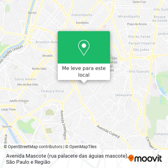 Avenida Mascote (rua palacete das águias mascote) mapa