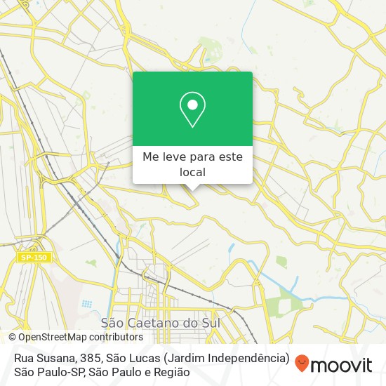 Rua Susana, 385, São Lucas (Jardim Independência) São Paulo-SP mapa