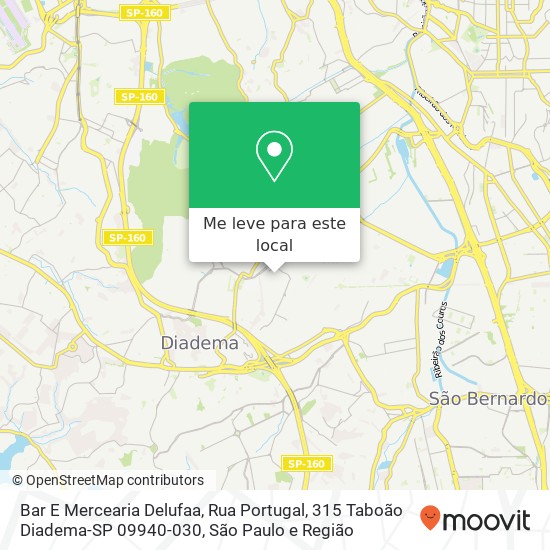 Bar E Mercearia Delufaa, Rua Portugal, 315 Taboão Diadema-SP 09940-030 mapa