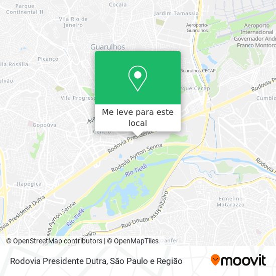 Rodovia Presidente Dutra mapa