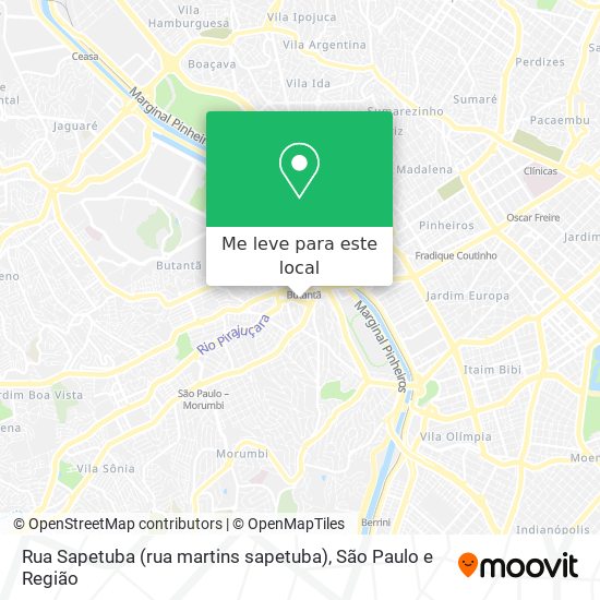 Rua Sapetuba (rua martins sapetuba) mapa