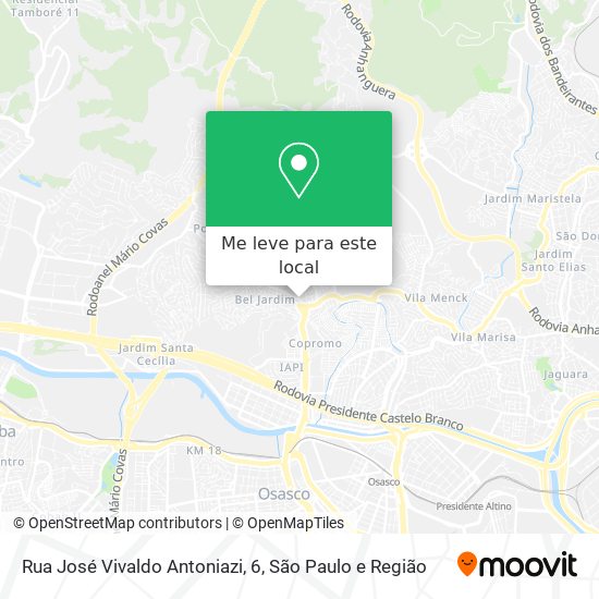 Rua José Vivaldo Antoniazi, 6 mapa