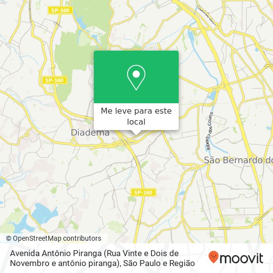 Avenida Antônio Piranga (Rua Vinte e Dois de Novembro e antônio piranga), Canhema Diadema-SP mapa