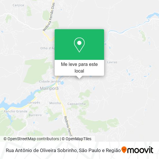 Rua Antônio de Oliveira Sobrinho mapa