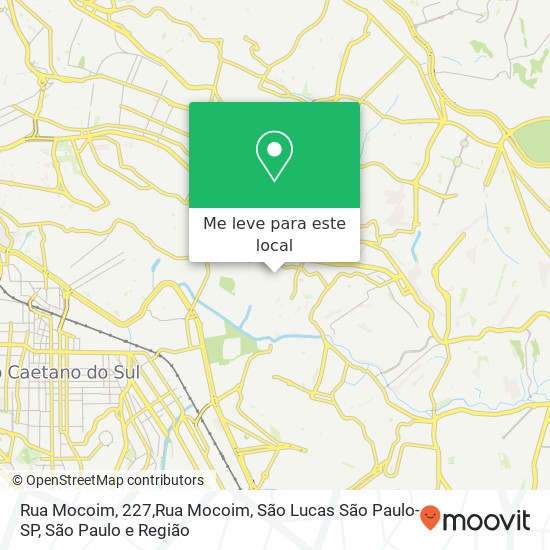Rua Mocoim, 227,Rua Mocoim, São Lucas São Paulo-SP mapa