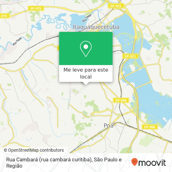 Rua Cambará (rua cambará curitiba), Aracaré Itaquaquecetuba-SP mapa