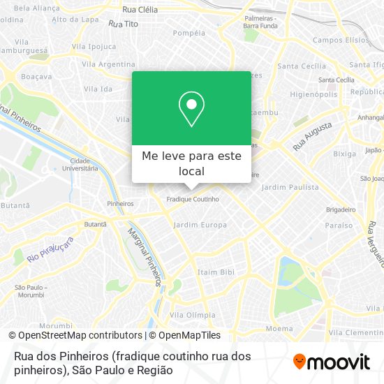 Rua dos Pinheiros (fradique coutinho rua dos pinheiros) mapa