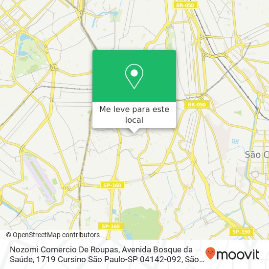 Nozomi Comercio De Roupas, Avenida Bosque da Saúde, 1719 Cursino São Paulo-SP 04142-092 mapa