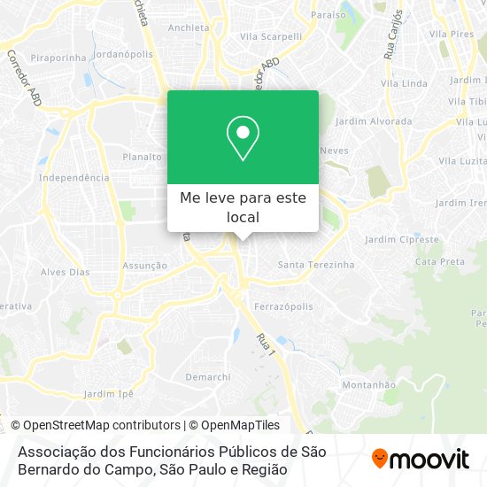 Associação dos Funcionários Públicos de São Bernardo do Campo mapa