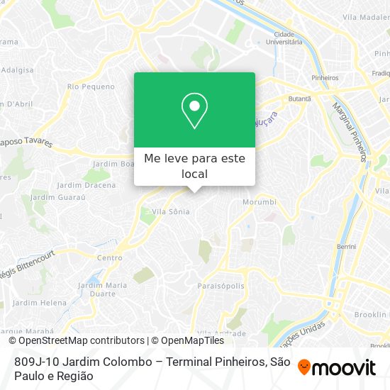 809J-10 Jardim Colombo – Terminal Pinheiros mapa