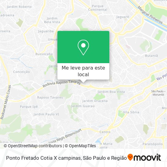 Ponto Fretado Cotia X campinas mapa