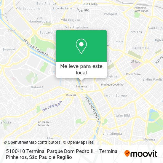 5100-10 Terminal Parque Dom Pedro II – Terminal Pinheiros mapa