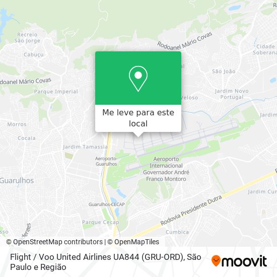 Flight / Voo United Airlines UA844 (GRU-ORD) mapa