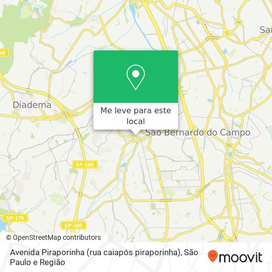 Avenida Piraporinha (rua caiapós piraporinha), Piraporinha Diadema-SP mapa