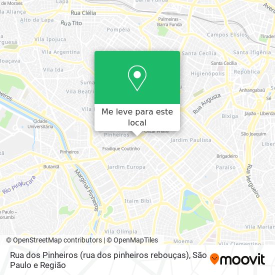 Rua dos Pinheiros (rua dos pinheiros rebouças) mapa