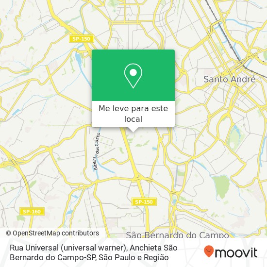 Rua Universal (universal warner), Anchieta São Bernardo do Campo-SP mapa