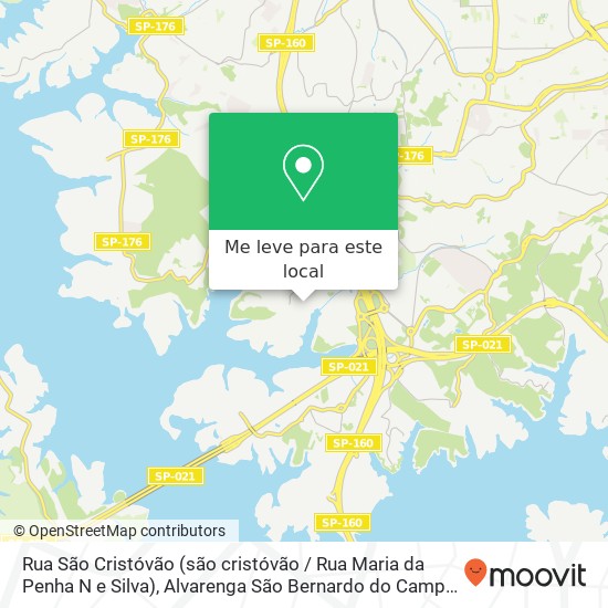 Rua São Cristóvão (são cristóvão / Rua Maria da Penha N e Silva), Alvarenga São Bernardo do Campo-SP mapa