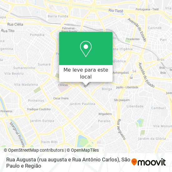 Rua Augusta (rua augusta e Rua Antônio Carlos) mapa