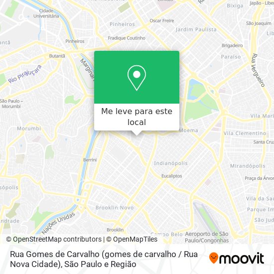 Rua Gomes de Carvalho (gomes de carvalho / Rua Nova Cidade) mapa