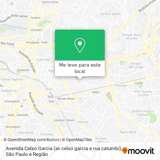 Avenida Celso Garcia (av celso garcia e rua catumbi) mapa