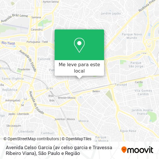 Avenida Celso Garcia (av celso garcia e Travessa Ribeiro Viana) mapa