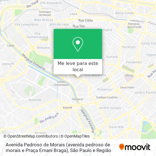 Avenida Pedroso de Morais (avenida pedroso de morais e Praça Ernani Braga) mapa
