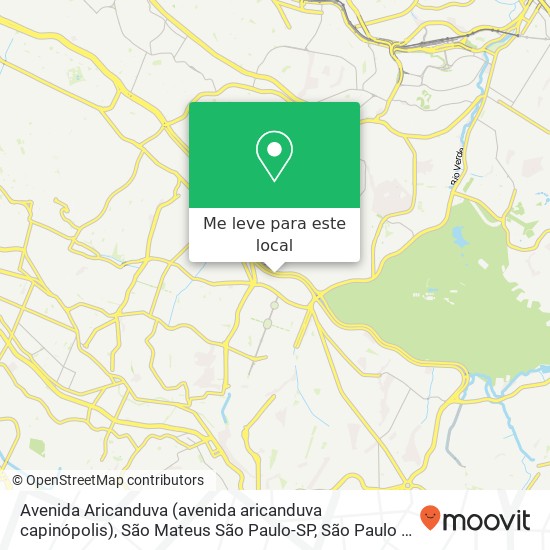 Avenida Aricanduva (avenida aricanduva capinópolis), São Mateus São Paulo-SP mapa