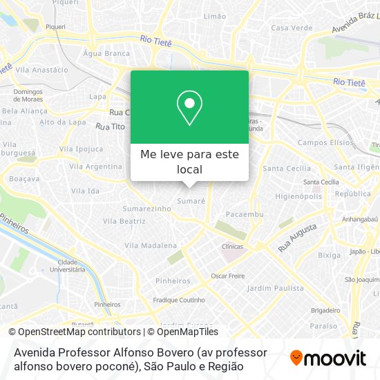 Avenida Professor Alfonso Bovero (av professor alfonso bovero poconé) mapa