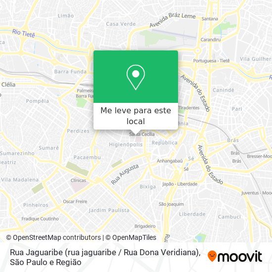 Rua Jaguaribe (rua jaguaribe / Rua Dona Veridiana) mapa