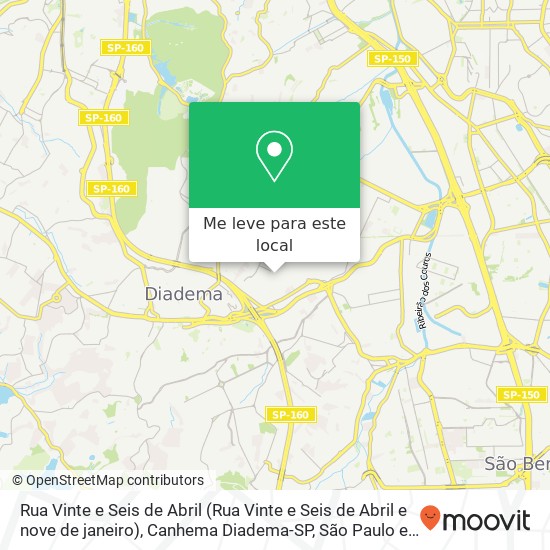 Rua Vinte e Seis de Abril (Rua Vinte e Seis de Abril e nove de janeiro), Canhema Diadema-SP mapa