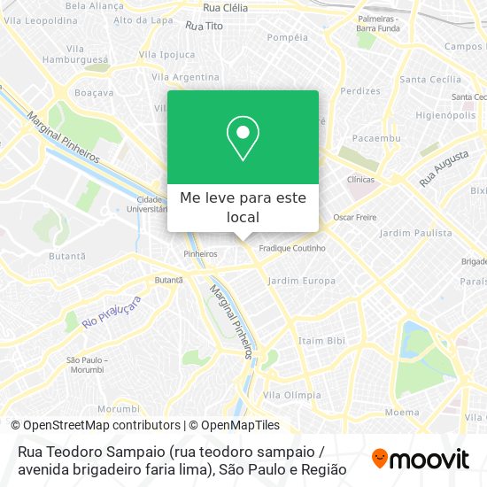 Rua Teodoro Sampaio (rua teodoro sampaio / avenida brigadeiro faria lima) mapa