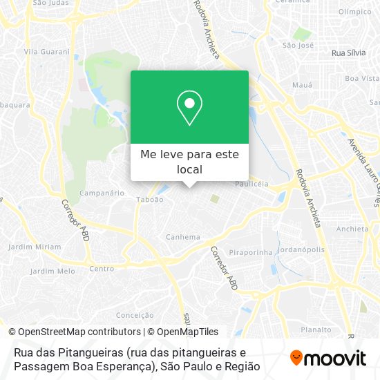 Rua das Pitangueiras (rua das pitangueiras e Passagem Boa Esperança) mapa