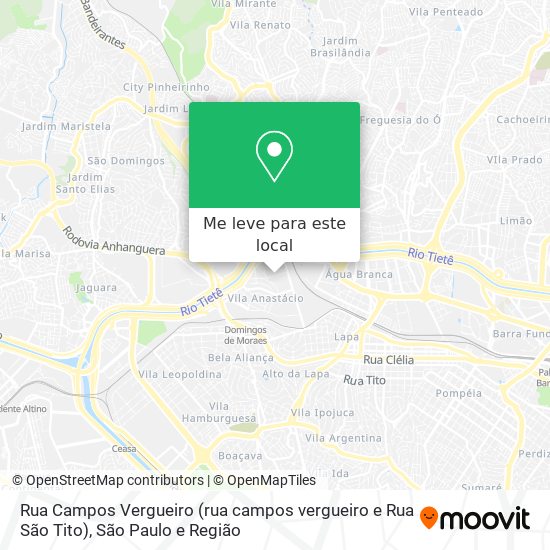 Rua Campos Vergueiro (rua campos vergueiro e Rua São Tito) mapa