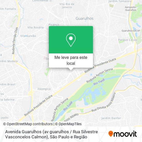 Avenida Guarulhos (av guarulhos / Rua Silvestre Vasconcelos Calmon) mapa