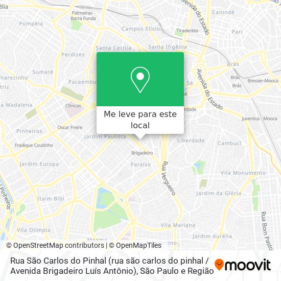 Rua São Carlos do Pinhal (rua são carlos do pinhal / Avenida Brigadeiro Luís Antônio) mapa