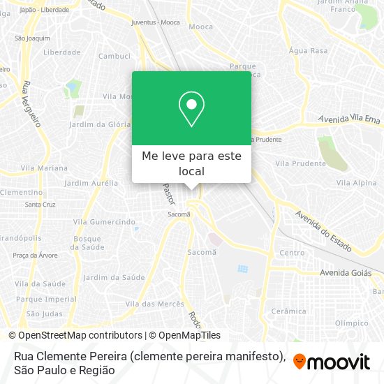 Rua Clemente Pereira (clemente pereira manifesto) mapa