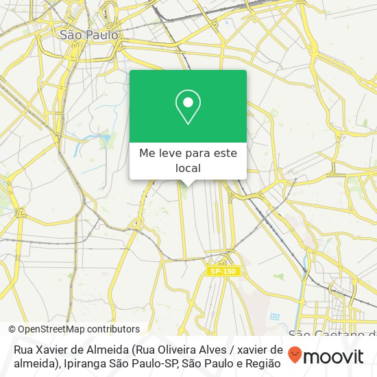 Rua Xavier de Almeida (Rua Oliveira Alves / xavier de almeida), Ipiranga São Paulo-SP mapa