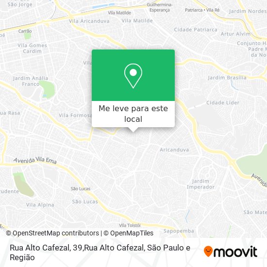 Rua Alto Cafezal, 39,Rua Alto Cafezal mapa